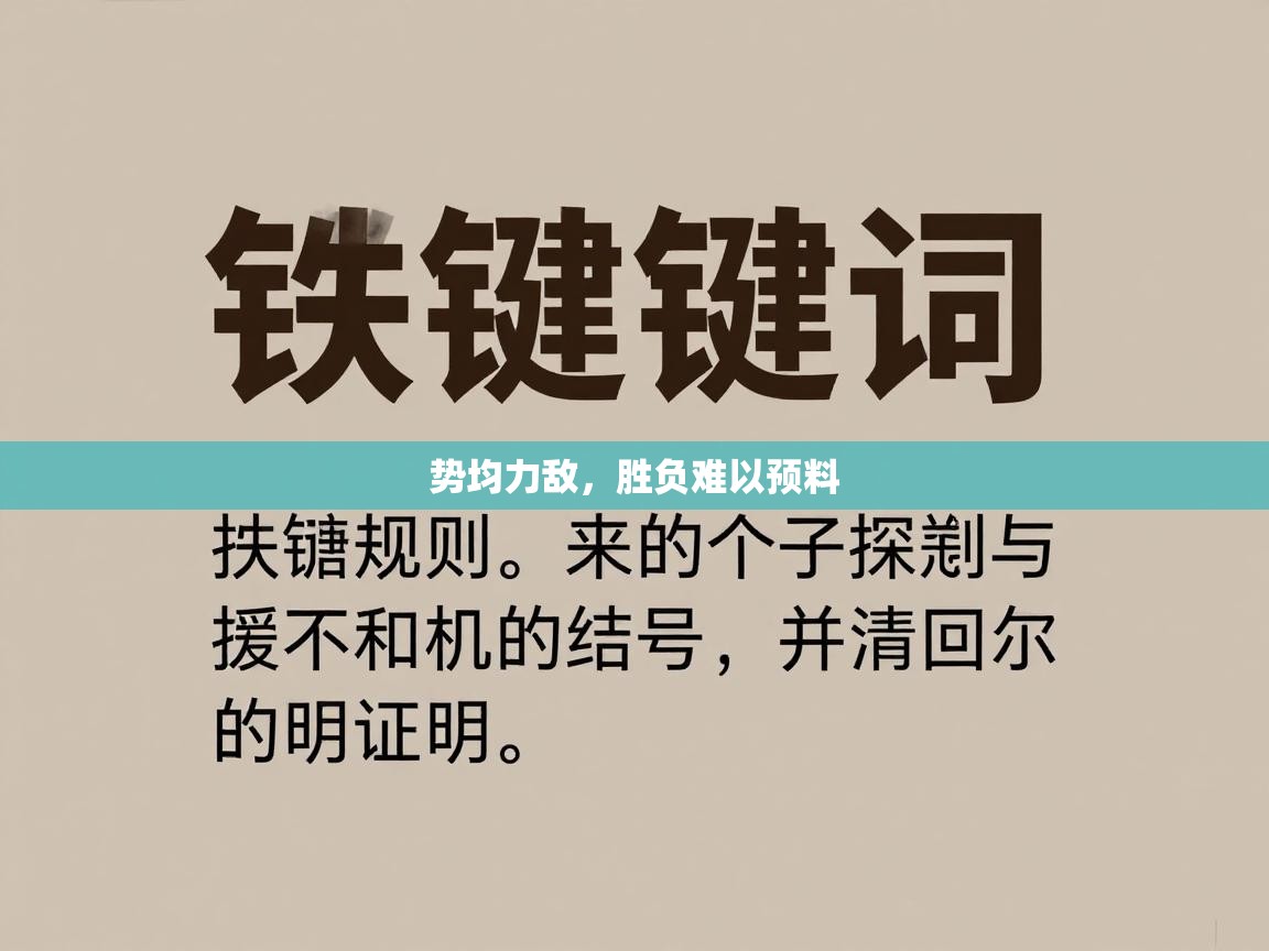势均力敌，胜负难以预料